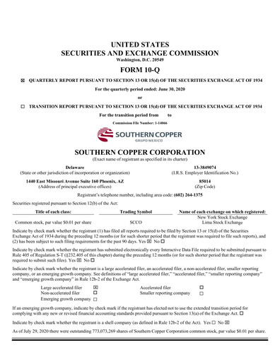 Thumbnail Southern Copper Quarterly Report 2020-q2