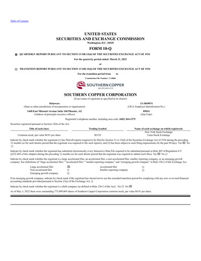 Thumbnail Southern Copper Quarterly Report 2022-q1