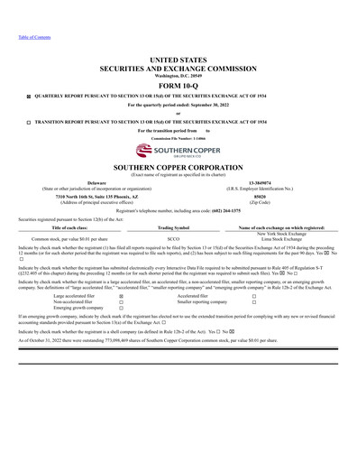 Thumbnail Southern Copper Quarterly Report 2022-q3