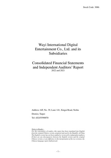 Thumbnail Wayi International Digital Entertainment Financial Statement 2022