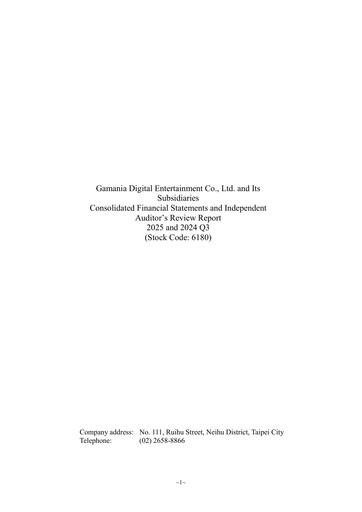 Thumbnail Gamania Digital Quarterly Report 2025-q3