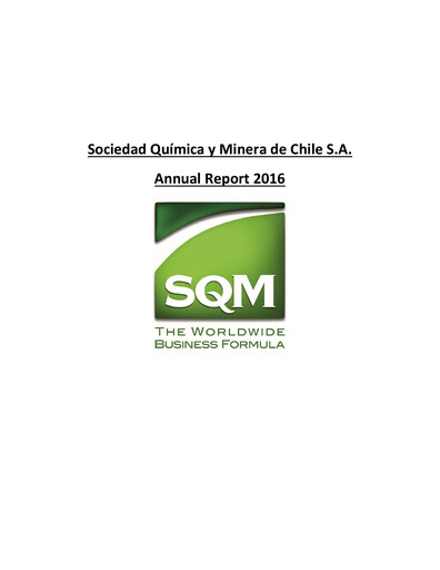 Thumbnail Sociedad Química y Minera Annual Report 2016