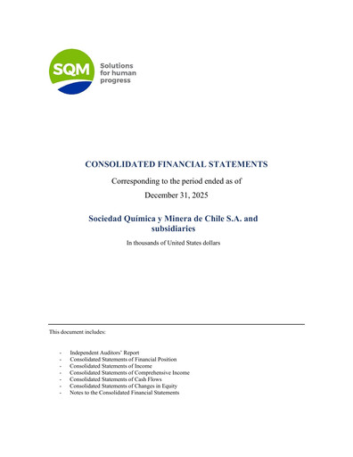 Miniature Sociedad Química y Minera Bilan financier 2025