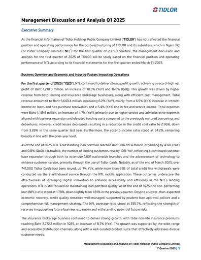 Miniature Ngern Tid Lor Rapport trimestriel 2025-q1