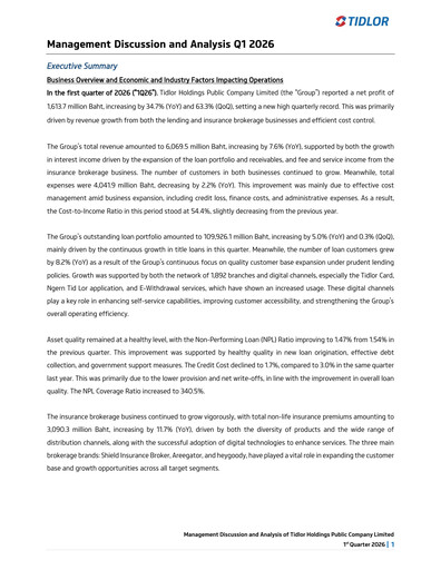Miniature Ngern Tid Lor Rapport trimestriel 2026-q1