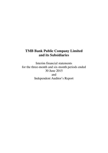 Vorschaubild TMBThanachart Bank (ttb)

 Halbjahresbericht 2015-h1