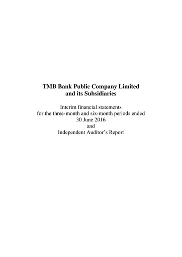 Vorschaubild TMBThanachart Bank (ttb)

 Halbjahresbericht 2016-h1