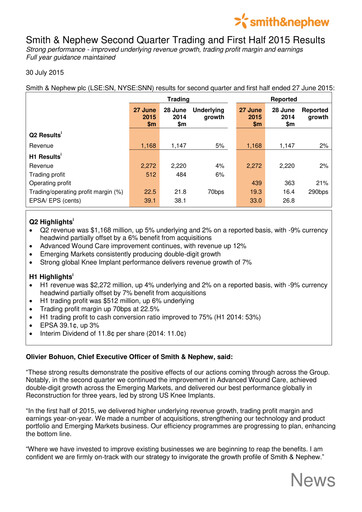 Thumbnail Smith & Nephew
 Half-year Report 2015-h1