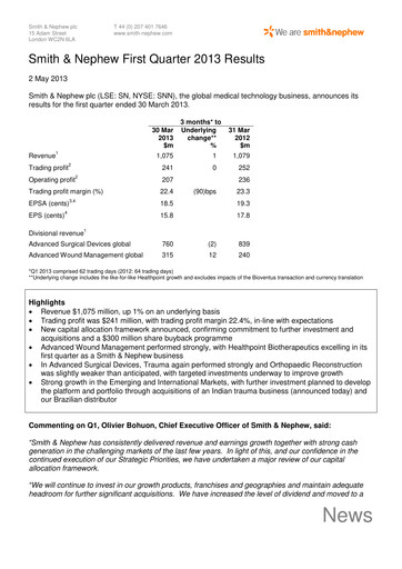 Thumbnail Smith & Nephew
 Quarterly Report 2013-q1