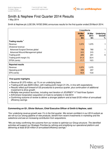 Thumbnail Smith & Nephew
 Quarterly Report 2014-q1