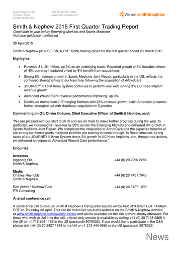 Thumbnail Smith & Nephew
 Quarterly Report 2015-q1