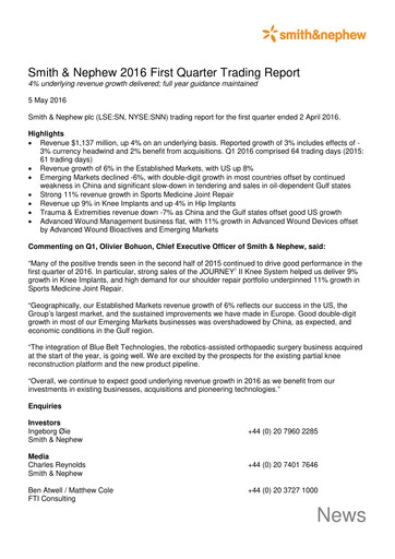 Thumbnail Smith & Nephew
 Quarterly Report 2016-q1