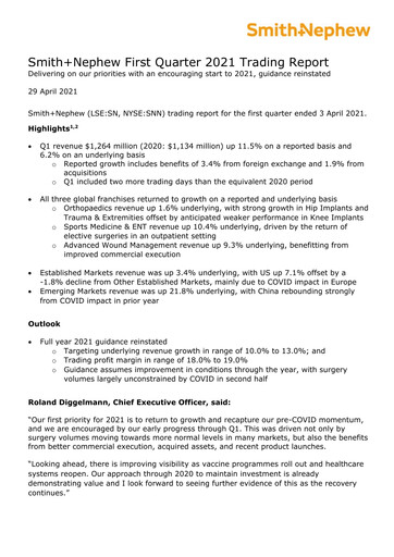 Thumbnail Smith & Nephew
 Quarterly Report 2021-q1