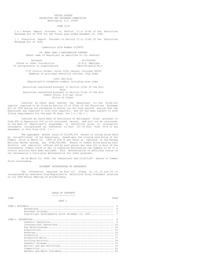 Thumbnail SM Energy
 Annual Report 1998
