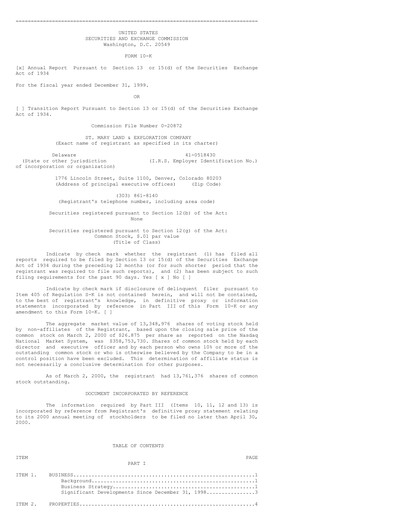 Thumbnail SM Energy
 Annual Report 1999