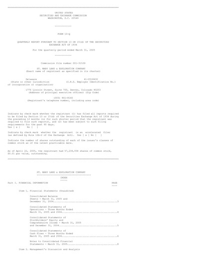 Thumbnail SM Energy
 Quarterly Report 2005-q1