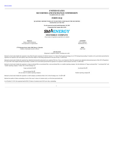 Thumbnail SM Energy
 Quarterly Report 2013-q3