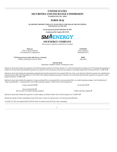 Thumbnail SM Energy
 Quarterly Report 2015-q2