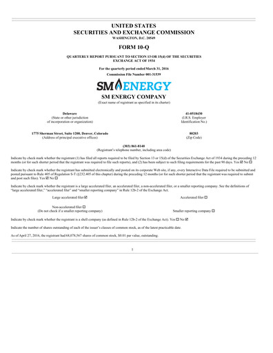 Thumbnail SM Energy
 Quarterly Report 2016-q1
