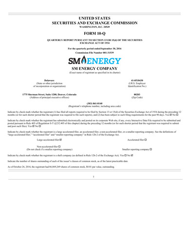 Thumbnail SM Energy
 Quarterly Report 2016-q3