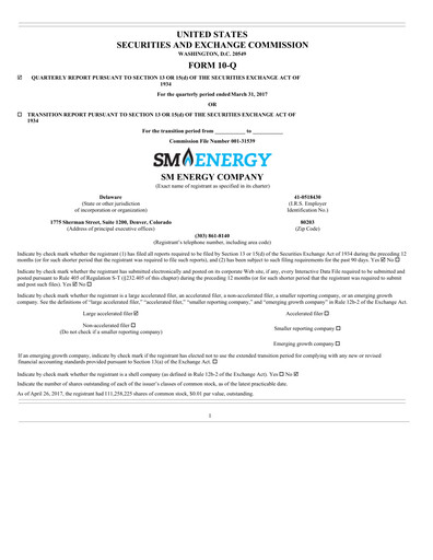 Thumbnail SM Energy
 Quarterly Report 2017-q1