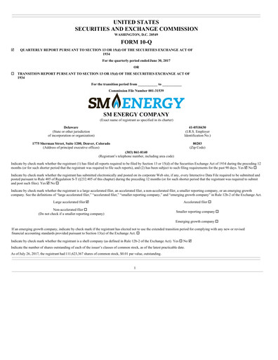 Thumbnail SM Energy
 Quarterly Report 2017-q2