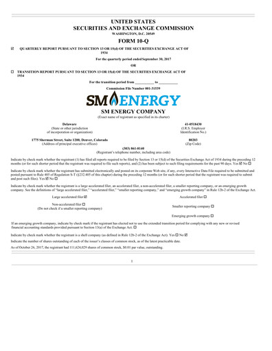 Thumbnail SM Energy
 Quarterly Report 2017-q3