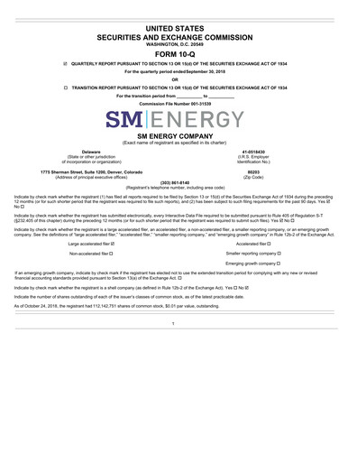 Thumbnail SM Energy
 Quarterly Report 2018-q3