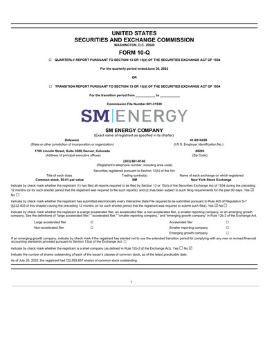 Thumbnail SM Energy
 Quarterly Report 2022-q2