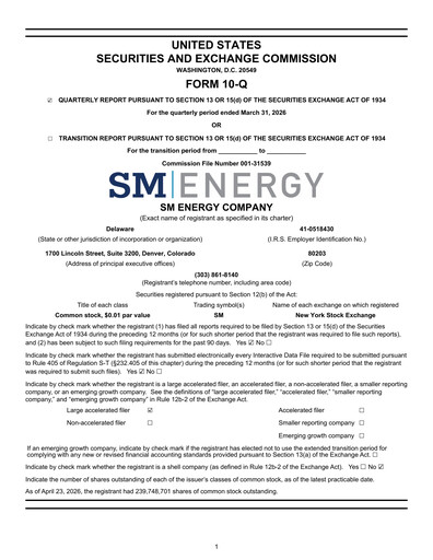 Thumbnail SM Energy
 Quarterly Report 2026-q1