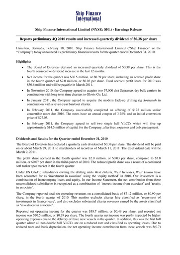 Thumbnail SFL Corp
 Quarterly Report 2010-q4