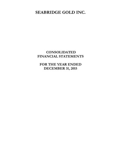 Thumbnail Seabridge Gold
 Financial Statement 2015