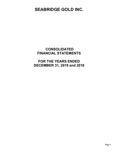 Thumbnail Seabridge Gold
 Financial Statement 2019