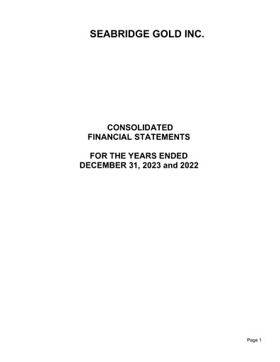 Thumbnail Seabridge Gold
 Financial Statement 2023