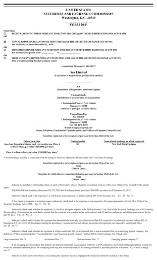 Thumbnail Sea Limited Annual Report 2019