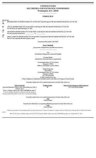Thumbnail Sea Limited Annual Report 2021
