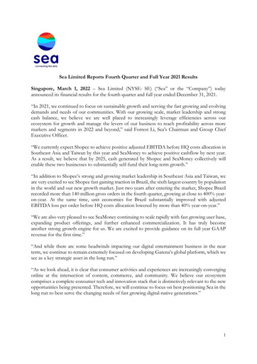 Thumbnail Sea Limited Quarterly Report 2021-q4