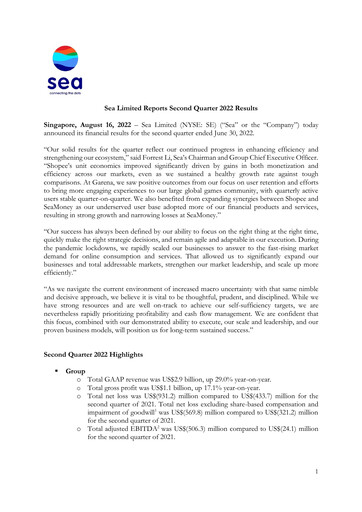 Thumbnail Sea Limited Quarterly Report 2022-q2