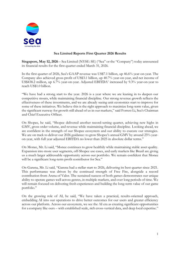Thumbnail Sea Limited Quarterly Report 2026-q1