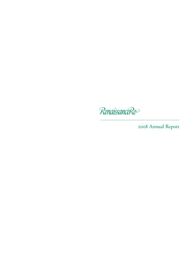 Thumbnail RenaissanceRe
 Annual Report 2008