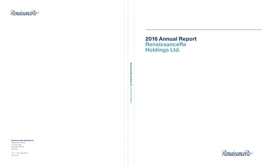 Thumbnail RenaissanceRe
 Annual Report 2016