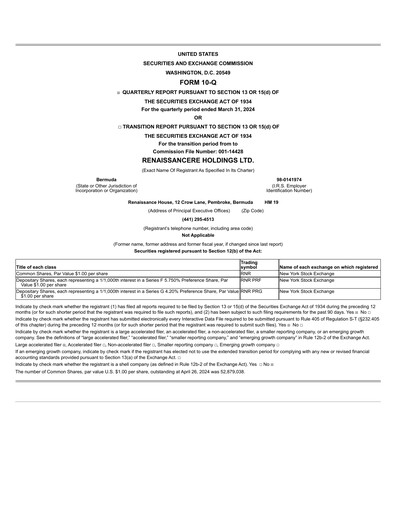 Thumbnail RenaissanceRe
 Quarterly Report 2024-q1