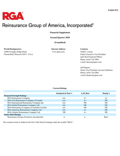Thumbnail Reinsurance Group of America
 Quarterly Report 2018-q2