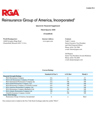 Thumbnail Reinsurance Group of America
 Quarterly Report 2020-q3
