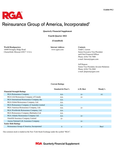 Thumbnail Reinsurance Group of America
 Quarterly Report 2022-q4