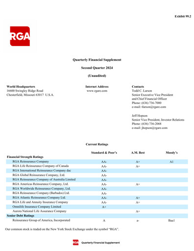 Thumbnail Reinsurance Group of America
 Quarterly Report 2024-q2