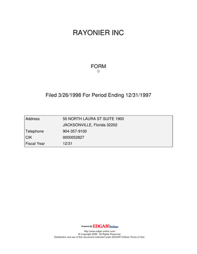 Thumbnail Rayonier Annual Report 1997