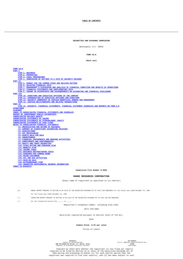 Thumbnail Range Resources
 Annual Report 1999