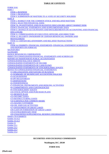 Thumbnail Range Resources
 Annual Report 2000