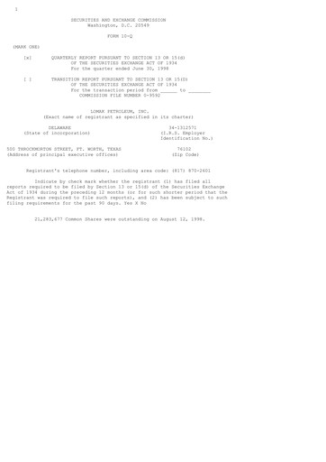 Thumbnail Range Resources
 Quarterly Report 1998-q2